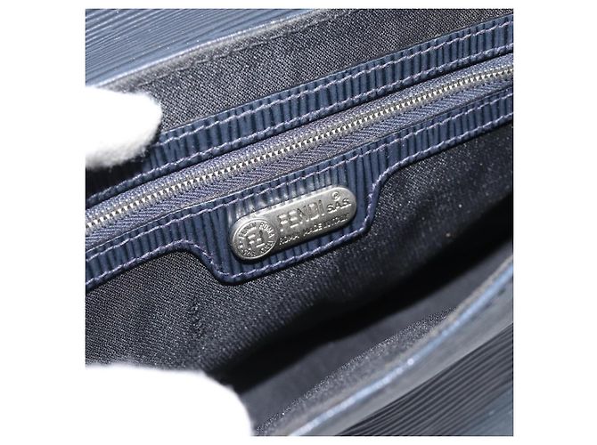 Borsa a Spalla FENDI in Pelle Blu Navy e Argento Auth ep14920A - vista 15