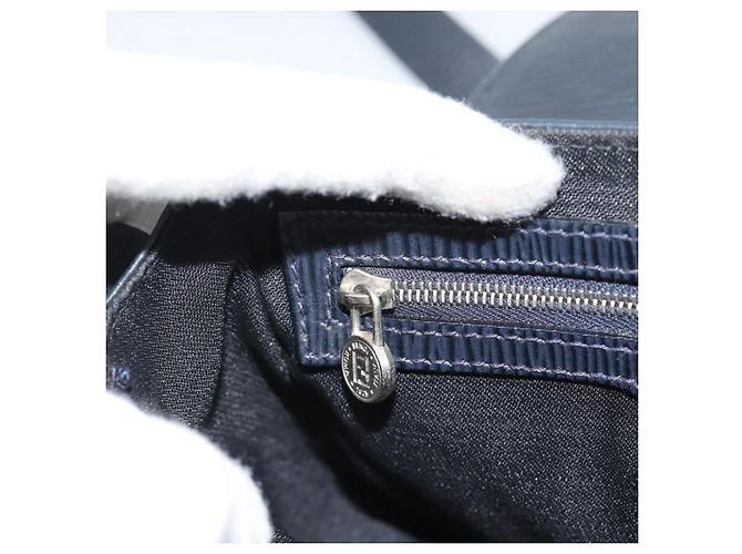 Borsa a Spalla FENDI in Pelle Blu Navy e Argento Auth ep14920A - vista 19