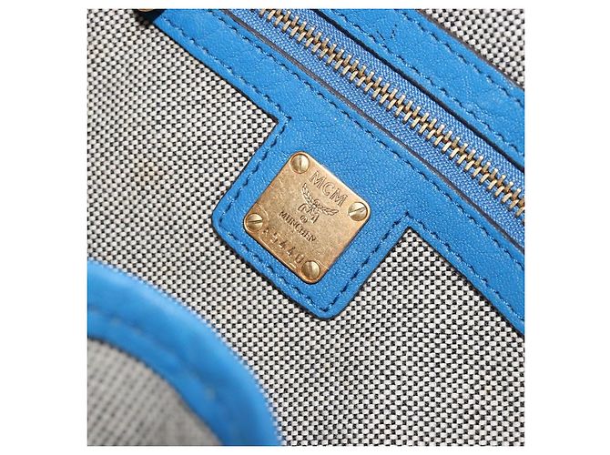 Borsa MCM in pelle 2way Blu Oro Auth 189551A D'oro - vista 17