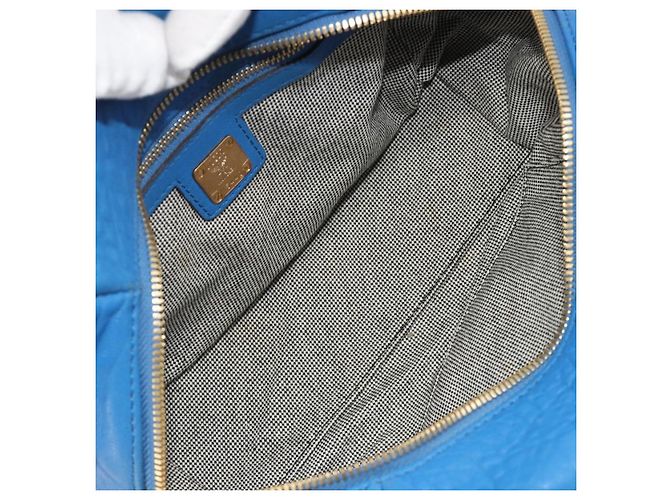 Borsa MCM in pelle 2way Blu Oro Auth 189551A D'oro - vista 18