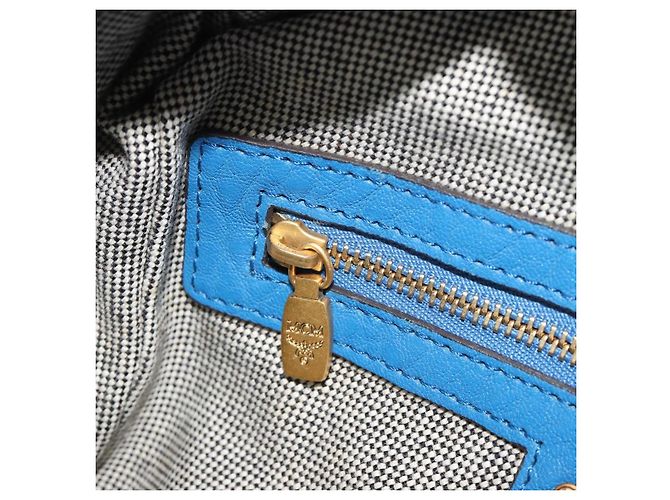 Borsa MCM in pelle 2way Blu Oro Auth 189551A D'oro - vista 21