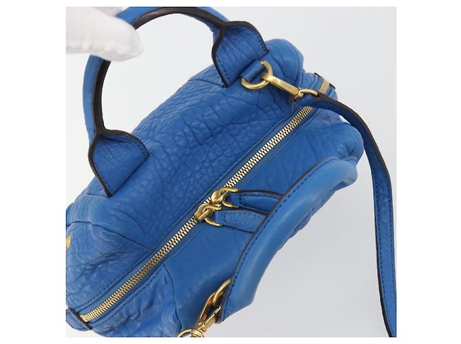 Borsa MCM in pelle 2way Blu Oro Auth 189551A D'oro - vista 6