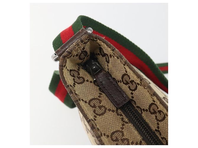 Borsa a tracolla GUCCI GG Canvas Web Sherry Line Beige Argento 189749 Auth mr2613 - vista 16