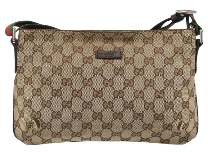Borsa a tracolla GUCCI GG Canvas Web Sherry Line Beige Argento 189749 Auth mr2613 - vista 2