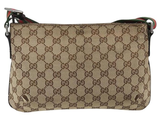 Borsa a tracolla GUCCI GG Canvas Web Sherry Line Beige Argento 189749 Auth mr2613 - vista 3