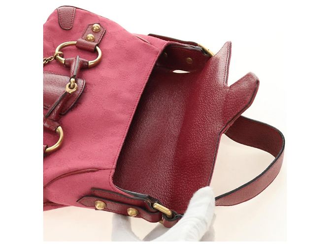 Borsa GUCCI GG Canvas Horsebit Oro Rosa 120984 Auth 189295V D'oro - vista 16