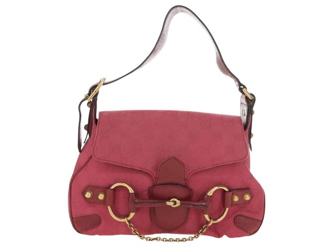 Borsa GUCCI GG Canvas Horsebit Oro Rosa 120984 Auth 189295V D'oro - vista 2