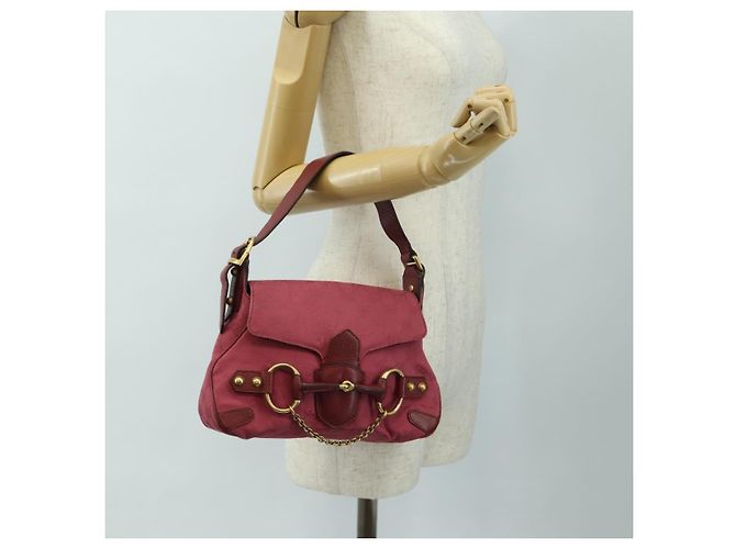 Borsa GUCCI GG Canvas Horsebit Oro Rosa 120984 Auth 189295V D'oro - vista 24