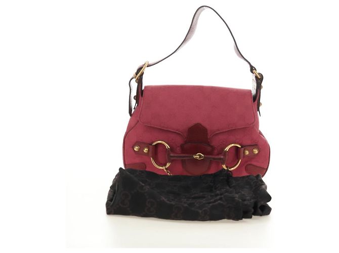 Borsa GUCCI GG Canvas Horsebit Oro Rosa 120984 Auth 189295V D'oro - vista 25