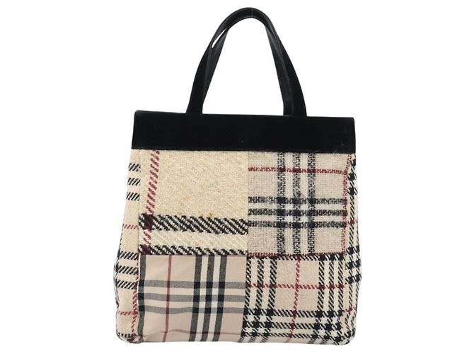 Borsa BURBERRY Nova Check in tela Beige Gold Auth 189967 D'oro - vista 2