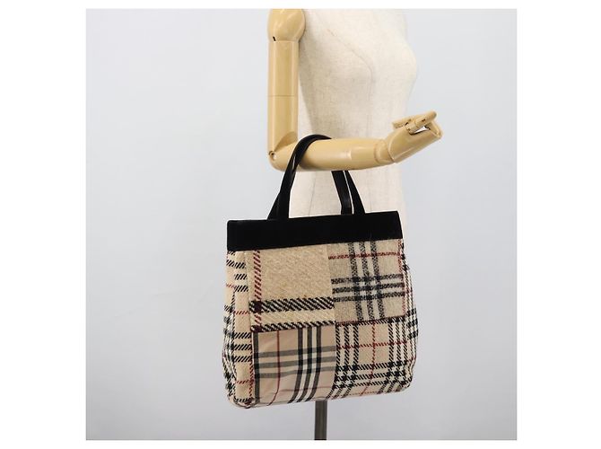 Borsa BURBERRY Nova Check in tela Beige Gold Auth 189967 D'oro - vista 20