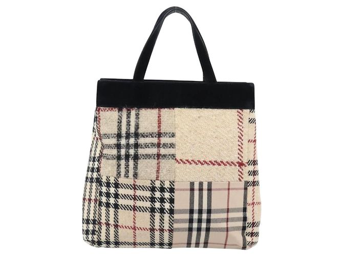 Borsa BURBERRY Nova Check in tela Beige Gold Auth 189967 D'oro - vista 3