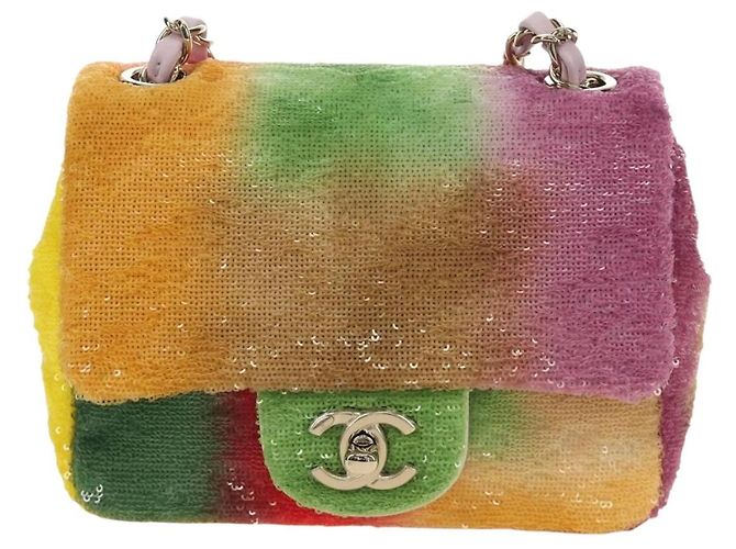 CHANEL Mini Matelasse 17 Chain Bag Sequin Multicolor Gold CC Auth 189074SM Multicolore D'oro - vista 2