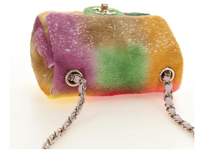 CHANEL Mini Matelasse 17 Chain Bag Sequin Multicolor Gold CC Auth 189074SM Multicolore D'oro - vista 6