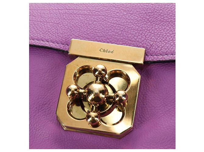Chloé Borsa Chloe Elsie in Pelle 2way Viola Oro Auth am12030V D'oro Porpora - vista 17