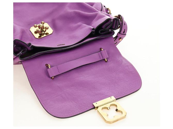 Chloé Borsa Chloe Elsie in Pelle 2way Viola Oro Auth am12030V D'oro Porpora - vista 18