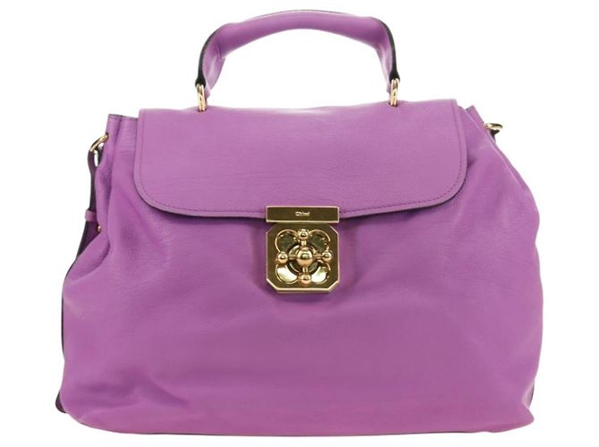 Chloé Borsa Chloe Elsie in Pelle 2way Viola Oro Auth am12030V D'oro Porpora - vista 2