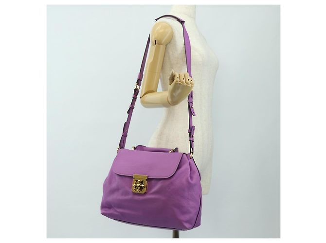 Chloé Borsa Chloe Elsie in Pelle 2way Viola Oro Auth am12030V D'oro Porpora - vista 28