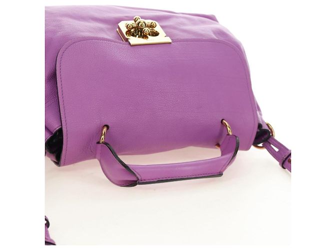 Chloé Borsa Chloe Elsie in Pelle 2way Viola Oro Auth am12030V D'oro Porpora - vista 6