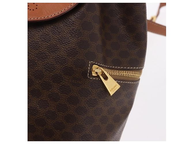 Céline Zaino CELINE Macadam Canvas PVC Pelle Marrone Oro Auth 188472V D'oro - vista 18