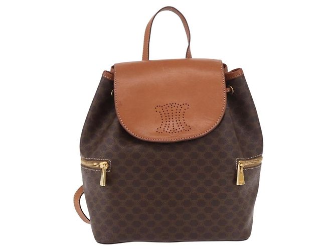 Céline Zaino CELINE Macadam Canvas PVC Pelle Marrone Oro Auth 188472V D'oro - vista 2