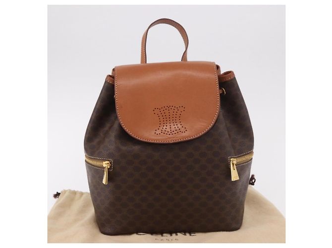 Céline Zaino CELINE Macadam Canvas PVC Pelle Marrone Oro Auth 188472V D'oro - vista 27