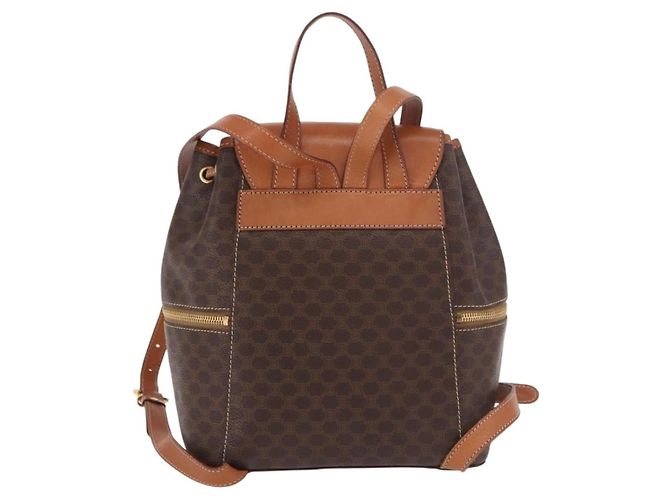 Céline Zaino CELINE Macadam Canvas PVC Pelle Marrone Oro Auth 188472V D'oro - vista 3