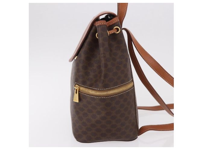 Céline Zaino CELINE Macadam Canvas PVC Pelle Marrone Oro Auth 188472V D'oro - vista 4