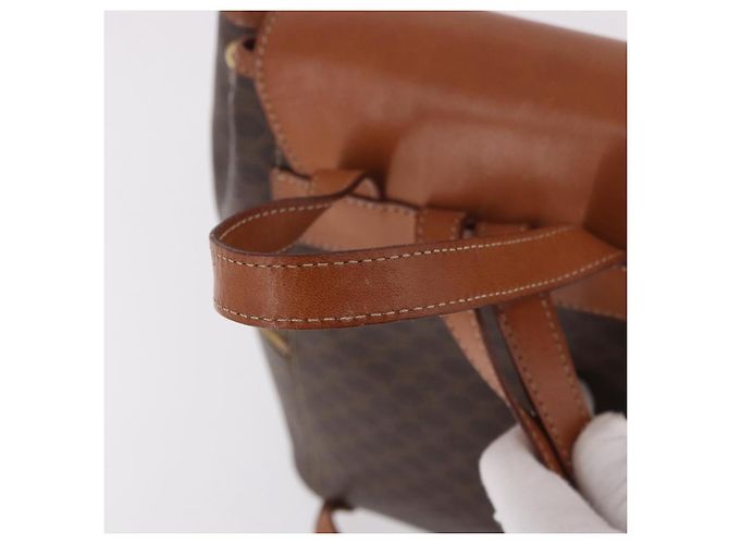 Céline Zaino CELINE Macadam Canvas PVC Pelle Marrone Oro Auth 188472V D'oro - vista 7