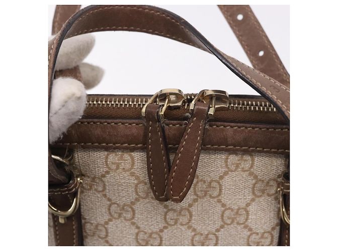 Bolso GUCCI GG Supreme en PVC 2way Beige Oro 309617 Auth 190275 Dorado - vista 17