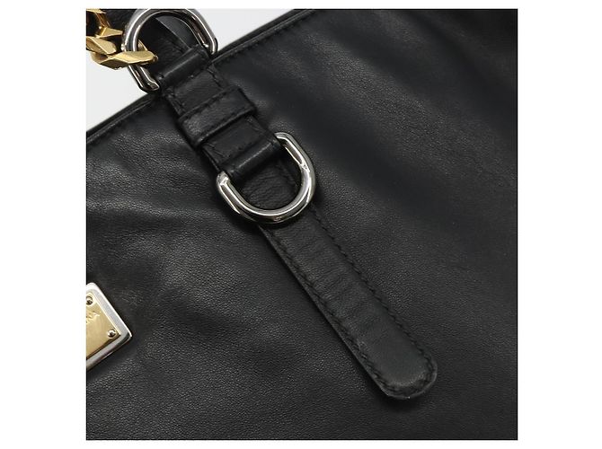 Dolce & Gabbana Borsa Tote con catena DOLCE&GABBANA in pelle nera e oro Auth BA13681V Nero D'oro - vista 15