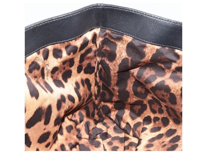 Dolce & Gabbana Borsa Tote con catena DOLCE&GABBANA in pelle nera e oro Auth BA13681V Nero D'oro - vista 18