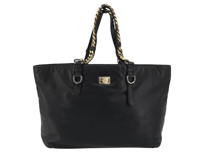 Dolce & Gabbana Borsa Tote con catena DOLCE&GABBANA in pelle nera e oro Auth BA13681V Nero D'oro - vista 2