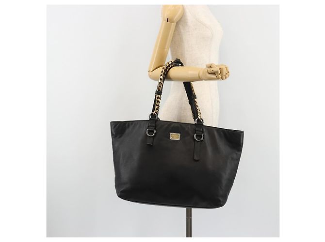 Dolce & Gabbana Borsa Tote con catena DOLCE&GABBANA in pelle nera e oro Auth BA13681V Nero D'oro - vista 23