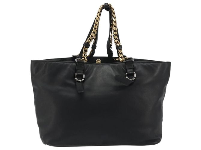 Dolce & Gabbana Borsa Tote con catena DOLCE&GABBANA in pelle nera e oro Auth BA13681V Nero D'oro - vista 3