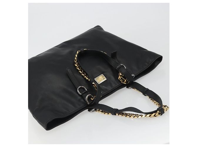 Dolce & Gabbana Borsa Tote con catena DOLCE&GABBANA in pelle nera e oro Auth BA13681V Nero D'oro - vista 6