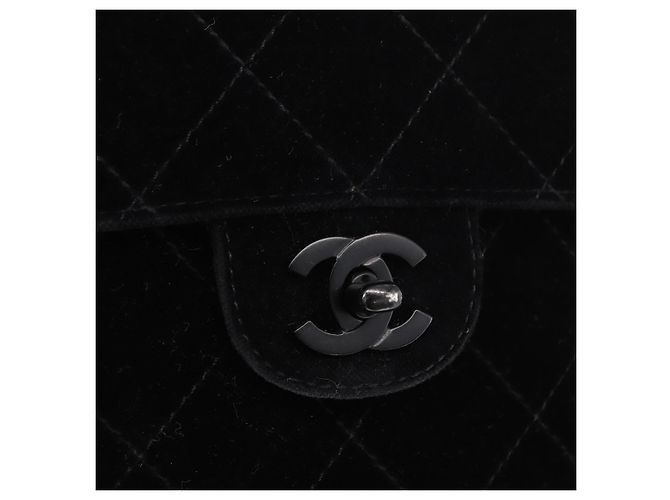 CHANEL Matelasse Chain Shoulder Bag Velor Black CC Auth 189792A Nero - vista 14