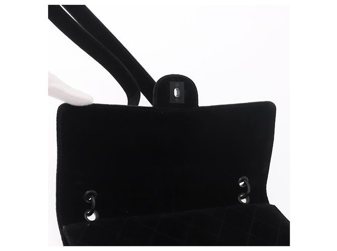CHANEL Matelasse Chain Shoulder Bag Velor Black CC Auth 189792A Nero - vista 16