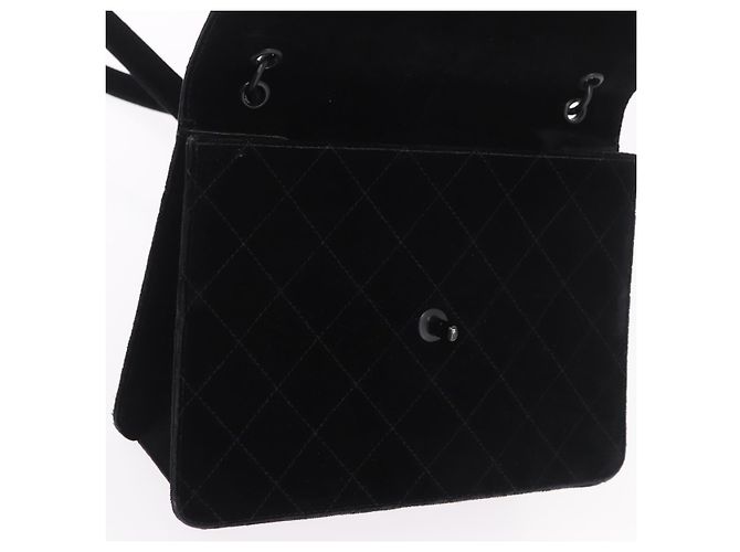 CHANEL Matelasse Chain Shoulder Bag Velor Black CC Auth 189792A Nero - vista 17