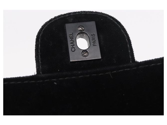 CHANEL Matelasse Chain Shoulder Bag Velor Black CC Auth 189792A Nero - vista 18