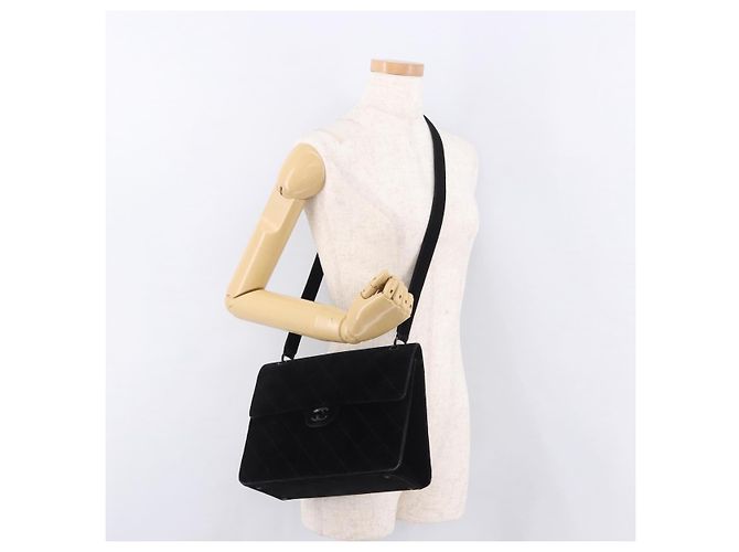 CHANEL Matelasse Chain Shoulder Bag Velor Black CC Auth 189792A Nero - vista 28
