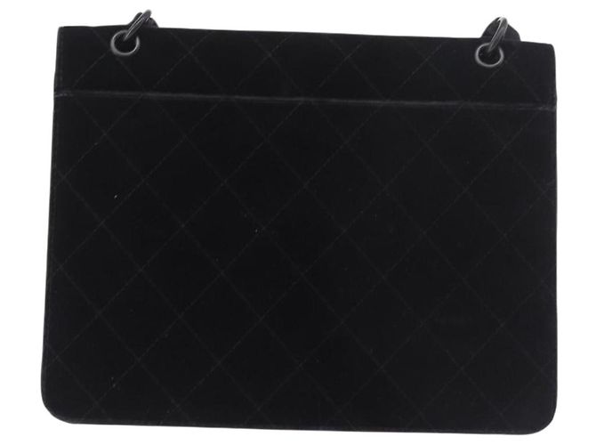 CHANEL Matelasse Chain Shoulder Bag Velor Black CC Auth 189792A Nero - vista 3