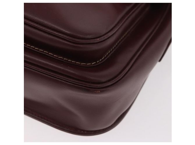 Borsa a Spalla CARTIER in Pelle Bordeaux Oro Auth 187826 D'oro Bordò - vista 11