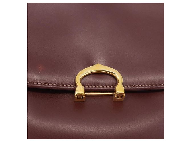 Borsa a Spalla CARTIER in Pelle Bordeaux Oro Auth 187826 D'oro Bordò - vista 14