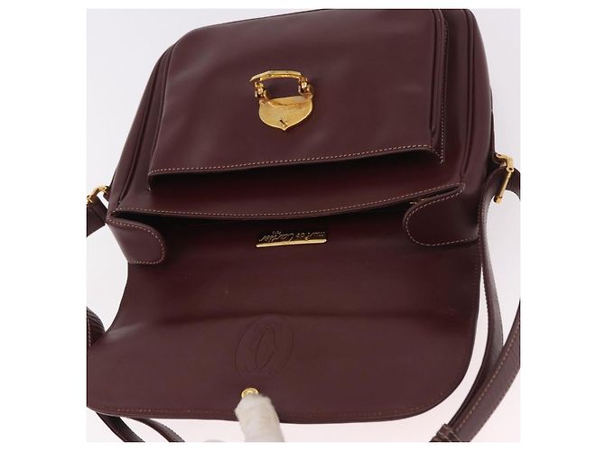 Borsa a Spalla CARTIER in Pelle Bordeaux Oro Auth 187826 D'oro Bordò - vista 15