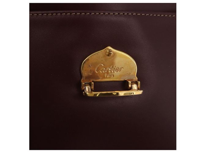 Borsa a Spalla CARTIER in Pelle Bordeaux Oro Auth 187826 D'oro Bordò - vista 16