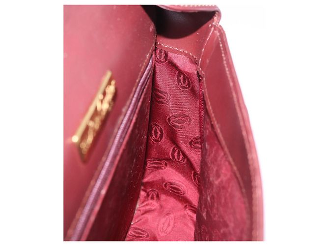 Borsa a Spalla CARTIER in Pelle Bordeaux Oro Auth 187826 D'oro Bordò - vista 19
