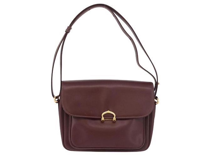 Borsa a Spalla CARTIER in Pelle Bordeaux Oro Auth 187826 D'oro Bordò - vista 2