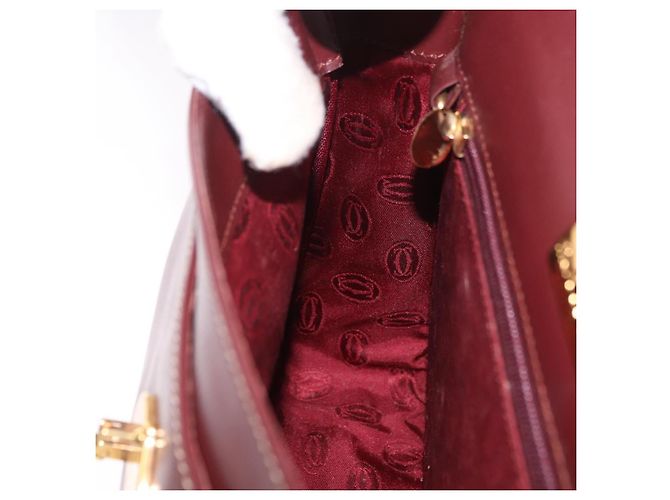 Borsa a Spalla CARTIER in Pelle Bordeaux Oro Auth 187826 D'oro Bordò - vista 20