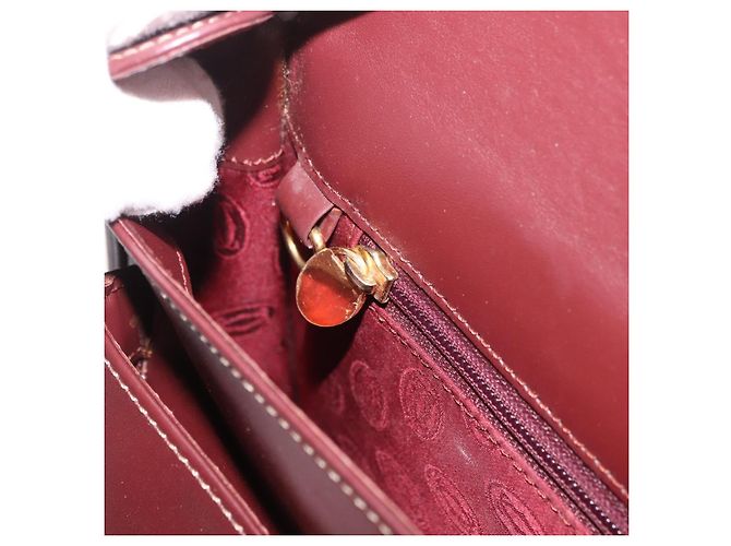 Borsa a Spalla CARTIER in Pelle Bordeaux Oro Auth 187826 D'oro Bordò - vista 21